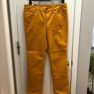 ANN Taylor Loft Mustard Yellow Corduroy Long Pants Modern Straight 30/10  #p1014